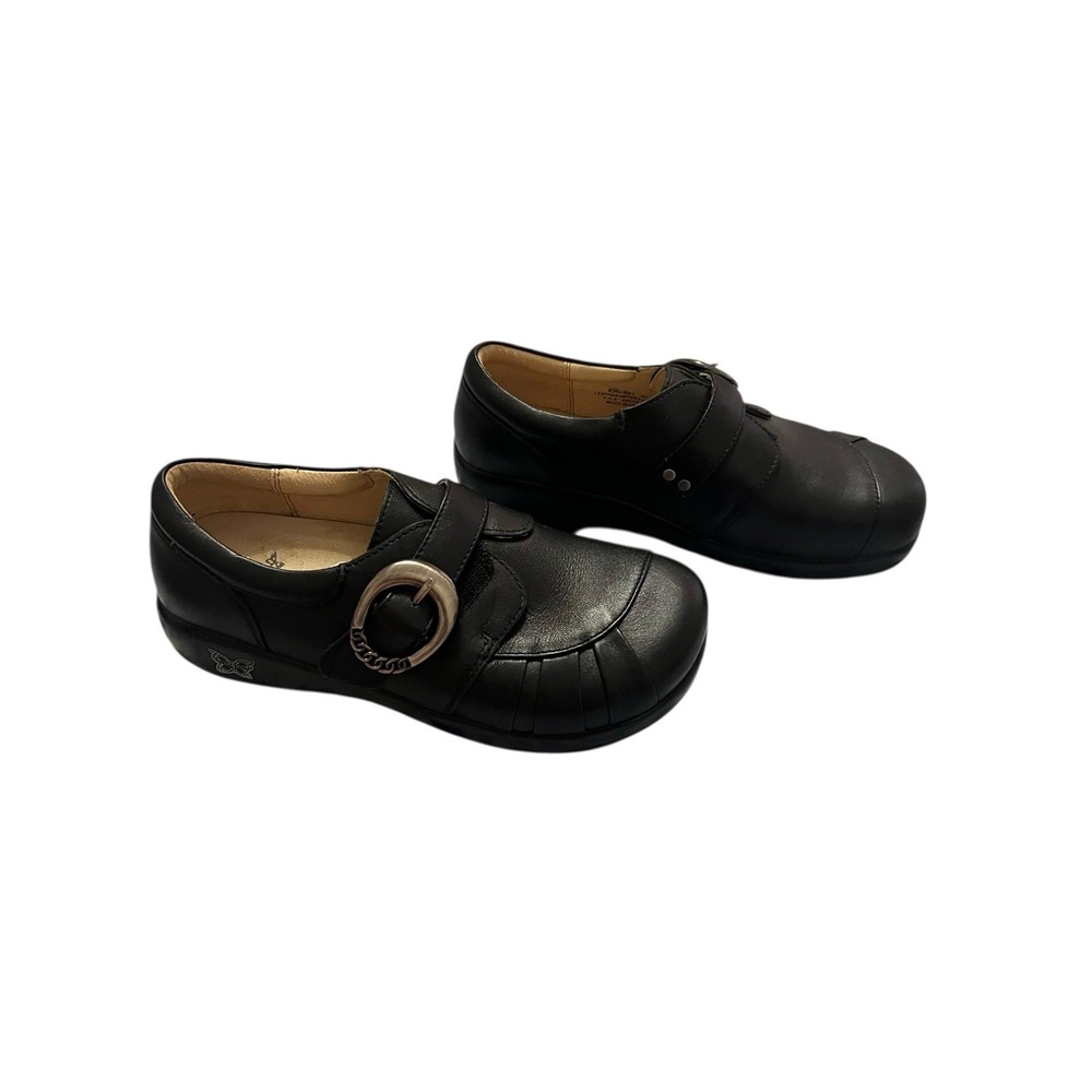 Algeria Slip On Women 37/ 6.5M Khloe Shoes Black Leather Nappa Comfort Round Toe